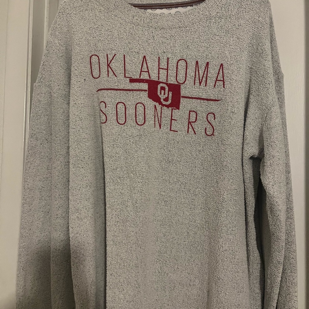 Pressbox Gray Oklahoma Sooners Crew Neck Sweater